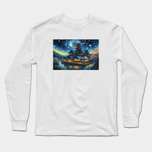 Vintage Japanese Retro Castle Art Long Sleeve T-Shirt